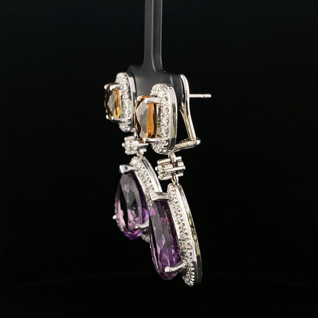 Amethyst and Citrine Drop Earrings