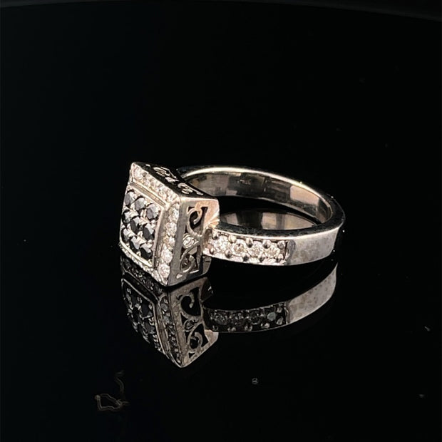 Black Diamond Halo Ring