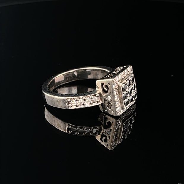 Black Diamond Halo Ring