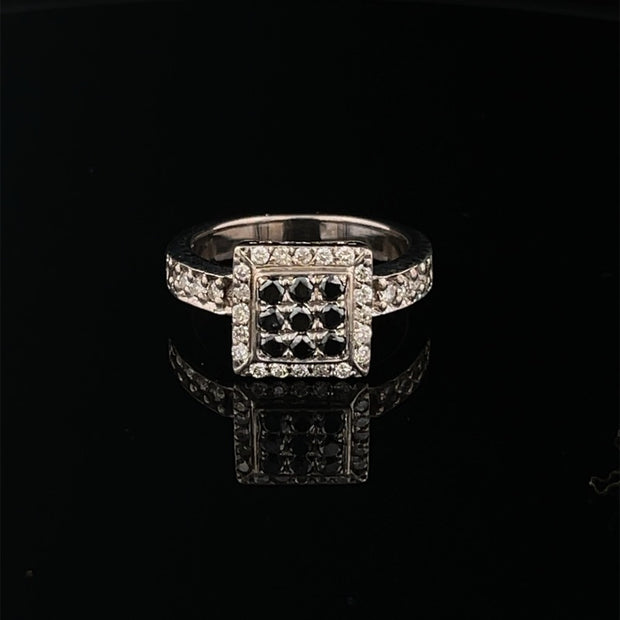 Black Diamond Halo Ring