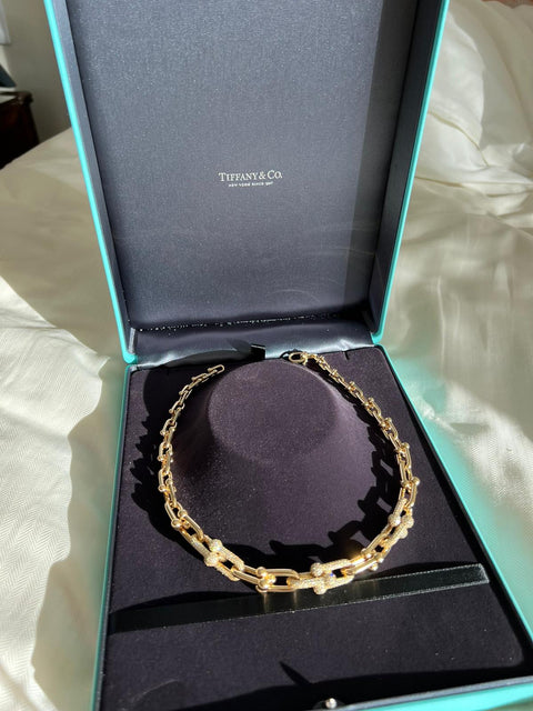 Tiffany Company HardWare Graduated Diamond Link Necklace