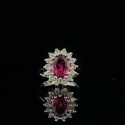 Oval Pink Tourmaline and Diamond Ring