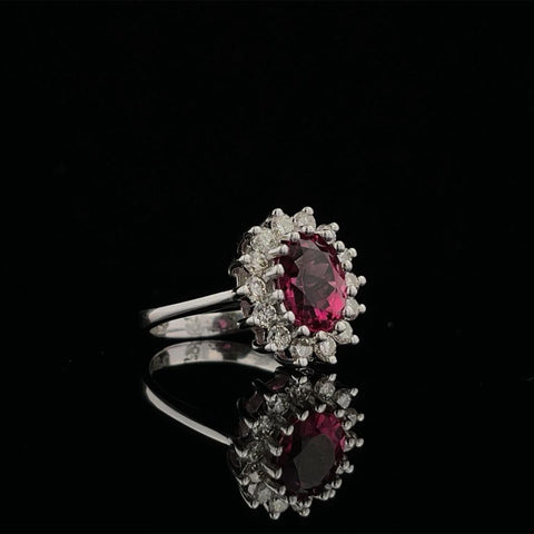 Oval Pink Tourmaline and Diamond Ring