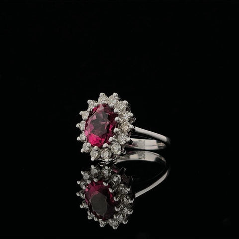 Oval Pink Tourmaline and Diamond Ring