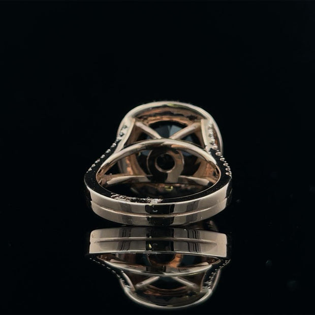 Round Smokey Quartz and Diamond Ring