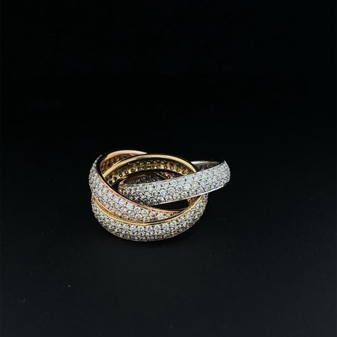 Tri-Color Diamond Roller Ring