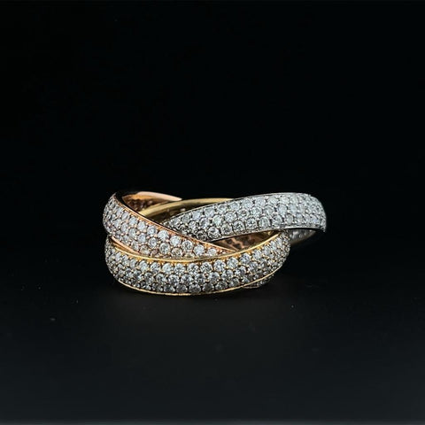 Tri-Color Diamond Roller Ring