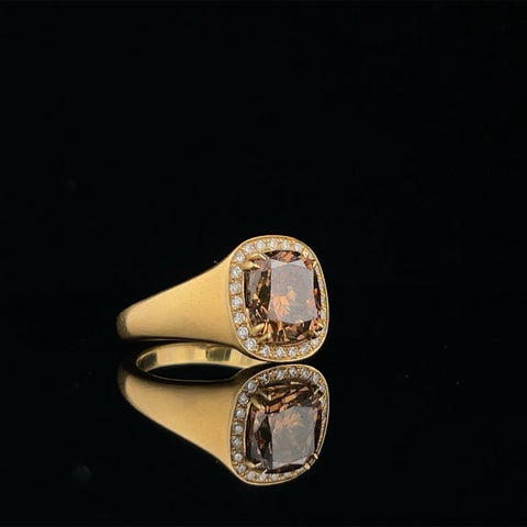 Natural Brown Cushion Diamond Ring