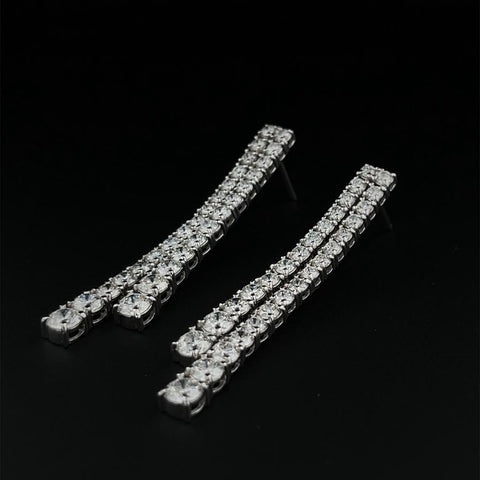 Graduated Diamond Bar Earrings