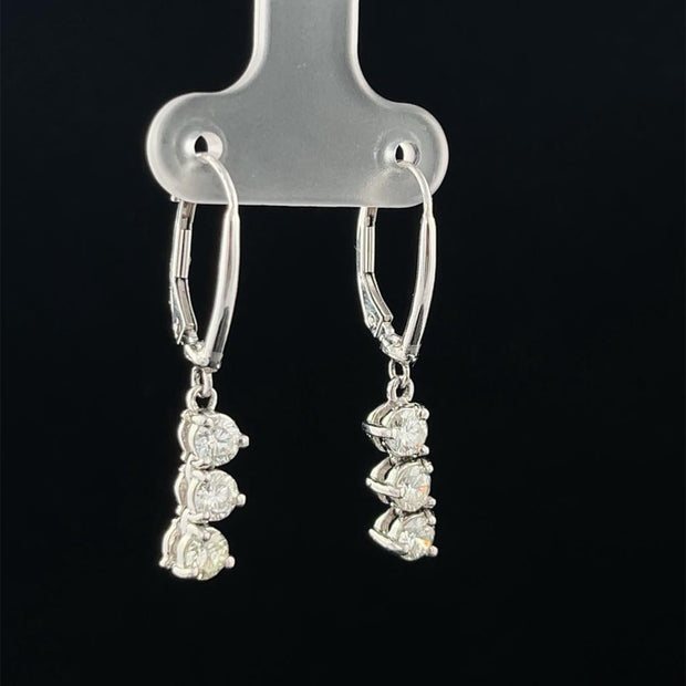 Three Stone Diamond Earrings