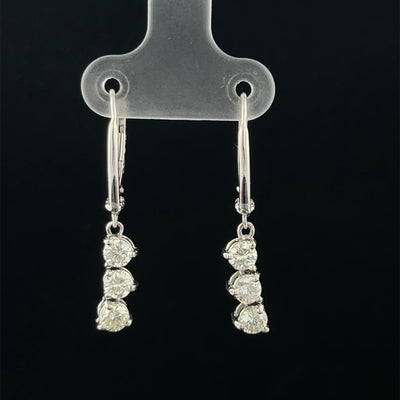 Three Stone Diamond Earrings