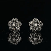 Black Diamond Flower Studs