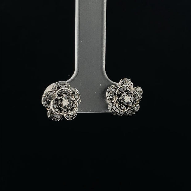 Black Diamond Flower Studs