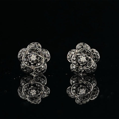 Black Diamond Flower Studs