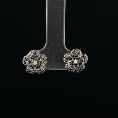 Black Diamond Flower Studs