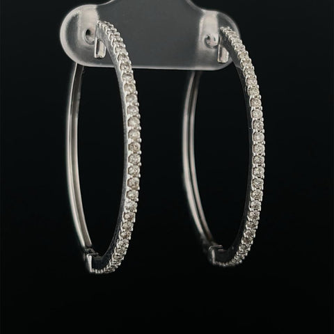 1.25" Diamond Hoop Earrings