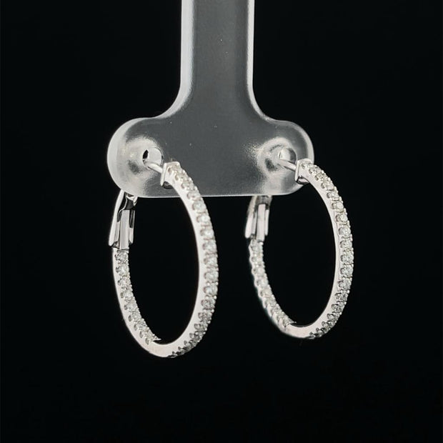 0.75" Diamond Hoop Earrings