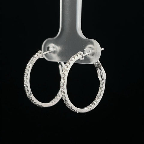 0.75" Diamond Hoop Earrings