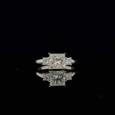 1.85ct Natural Princess Cut Diamond Engagement Ring