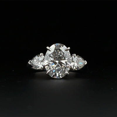 Oval and Pear Shape Diamond Engagement Ring
