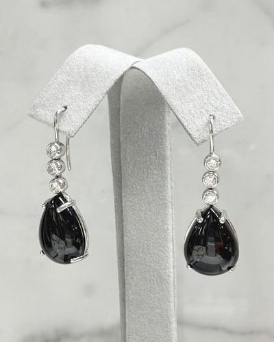 Black Tourmaline and Diamond Earrings
