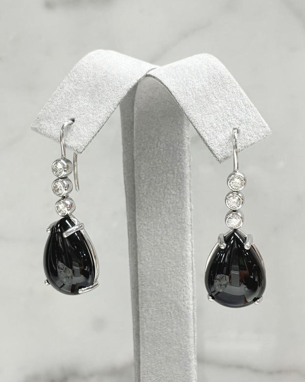 Black Tourmaline and Diamond Earrings