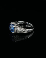 Cushion Blue Sapphire & Diamond Ring