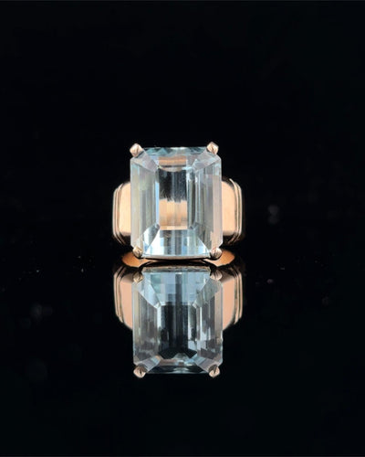 Emerald Cut Aquamarine Ring