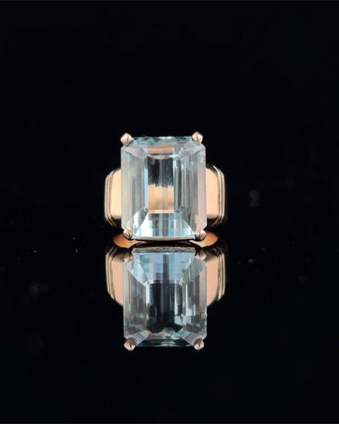 Emerald Cut Aquamarine Ring