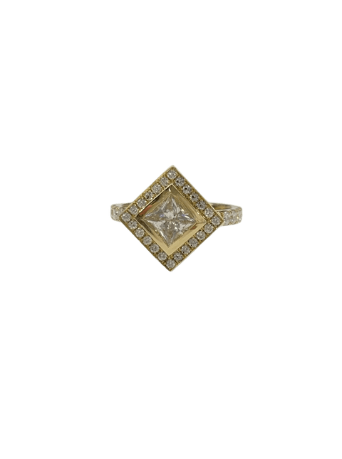 Princess Cut Bezel Set Diamond Ring