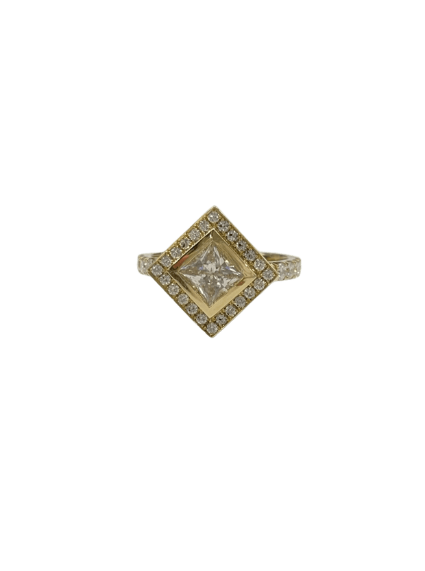 Princess Cut Bezel Set Diamond Ring