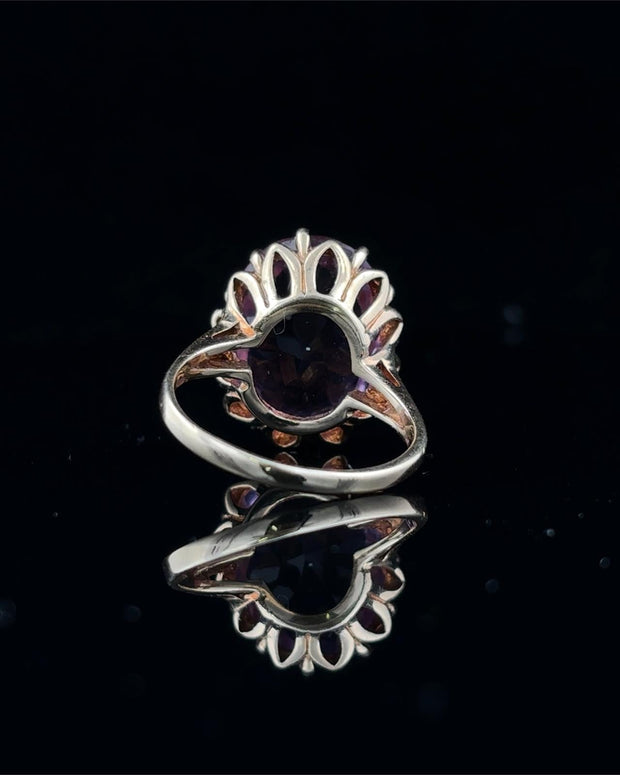 Oval Amethyst Solitaire Ring