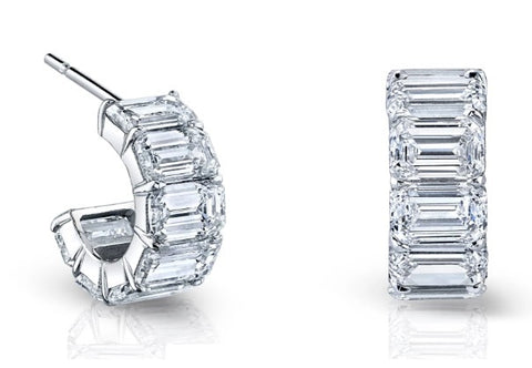 Emerald Cut Diamond "huggie" Earrings