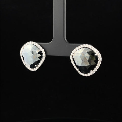 Black Spinel Halo Stud Earrings