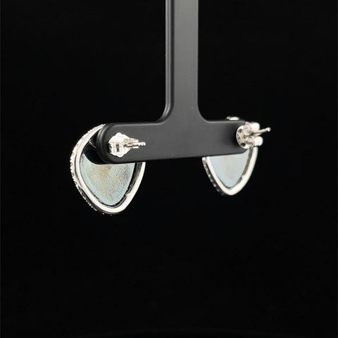 Black Spinel Halo Stud Earrings