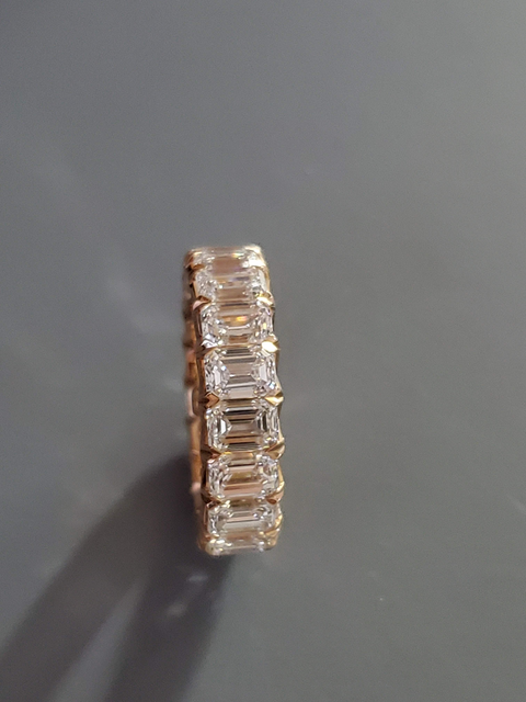 5.93ct Emerald Cut Eternity Band in Rose Gold