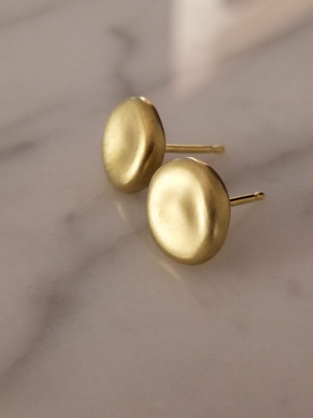 Brushed Satin Finish Earrings Button Earrings