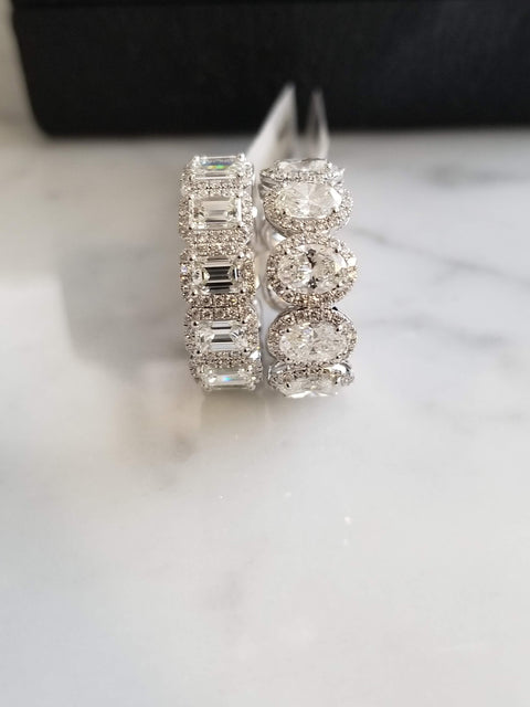 Emerald Cut Diamond Halo Eternity Band
