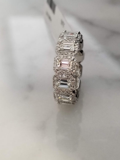 Emerald Cut Halo Diamond Eternity Band Halo Ring Eternity Band Emerald Cut Wedding Ring Wedding Band