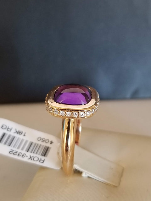 Cabochon Amethyst Ring with Diamonds