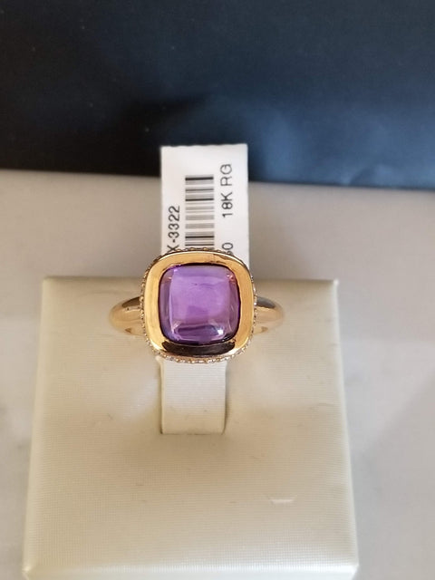 Cabochon Amethyst Ring with Diamonds