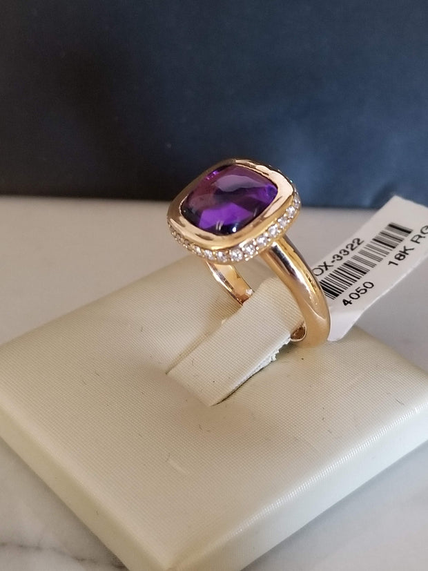 Cabochon Amethyst Ring with Diamonds