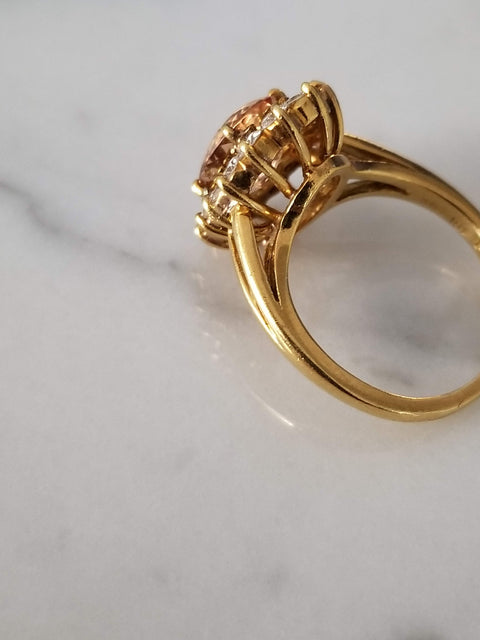 Imperial Topaz and Diamond Ring