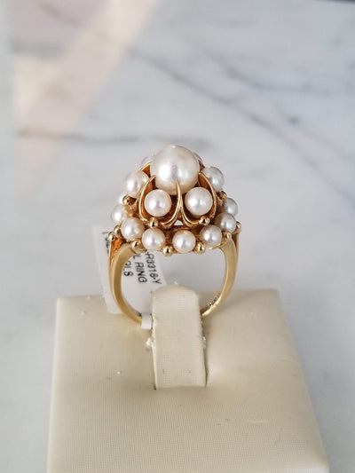 vintage pearl ring cocktail pearl ring