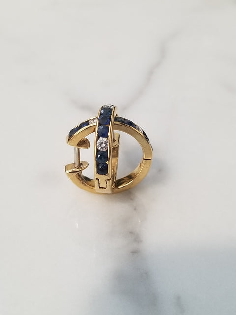 Sapphire and Diamond Hoop Earrings (Small)