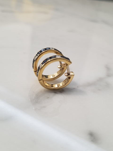 Sapphire and Diamond Hoop Earrings (Small)