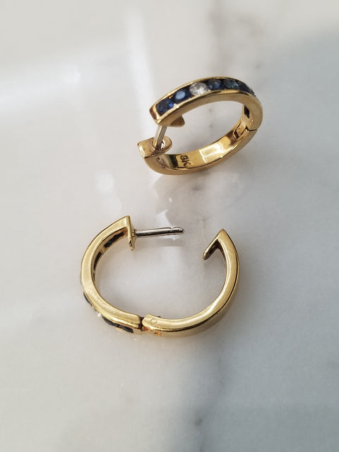 Sapphire and Diamond Hoop Earrings (Small)