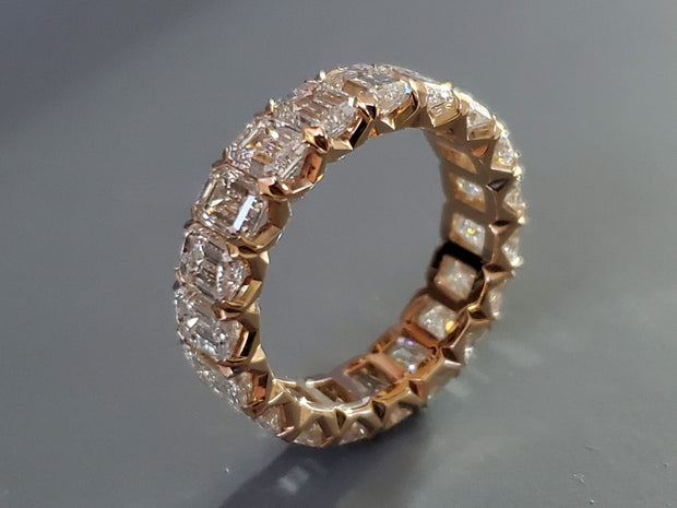 5.93ct Emerald Cut Eternity Band in Rose Gold