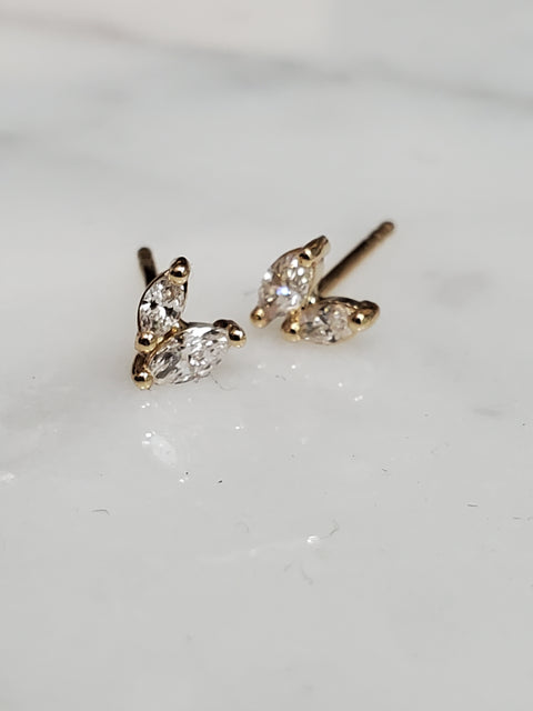 Mini Marquise Diamond Stud Earrings