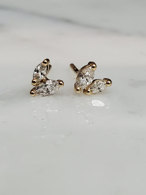 Mini Marquise Diamond Stud Earrings